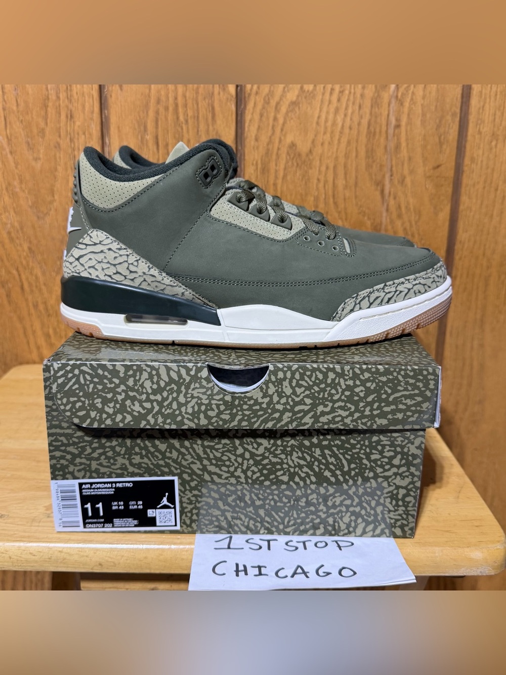 Nike Air Jordan 3 Retro Family Affair Olive Green Gum AJ3 DN3707-202 Mens 11 NEW
